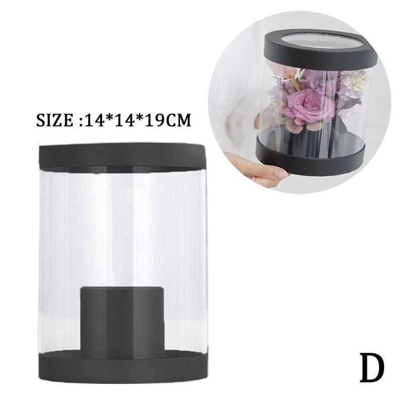 Caja transparente para ramo, embalaje de flores frescas, Mini caja creativa para , doble caja: D