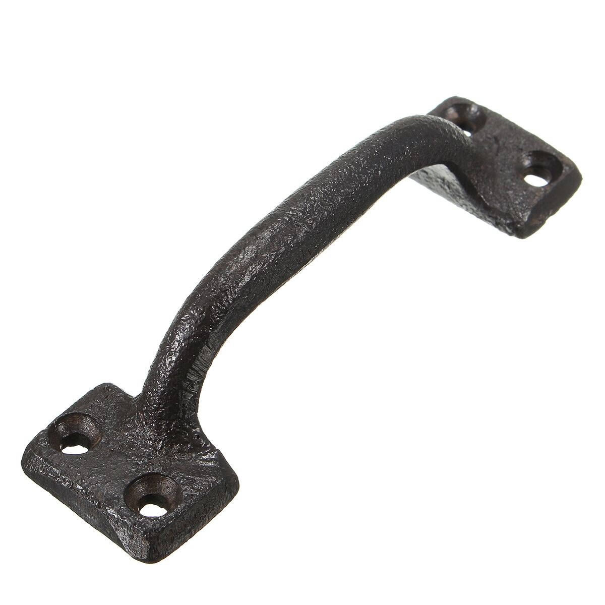 Cabinet Door Handle 10cm Antique Rustic Style Cast Iron Black Cabinet Door Handle Gate Pull With Screws for Home Door Hardware