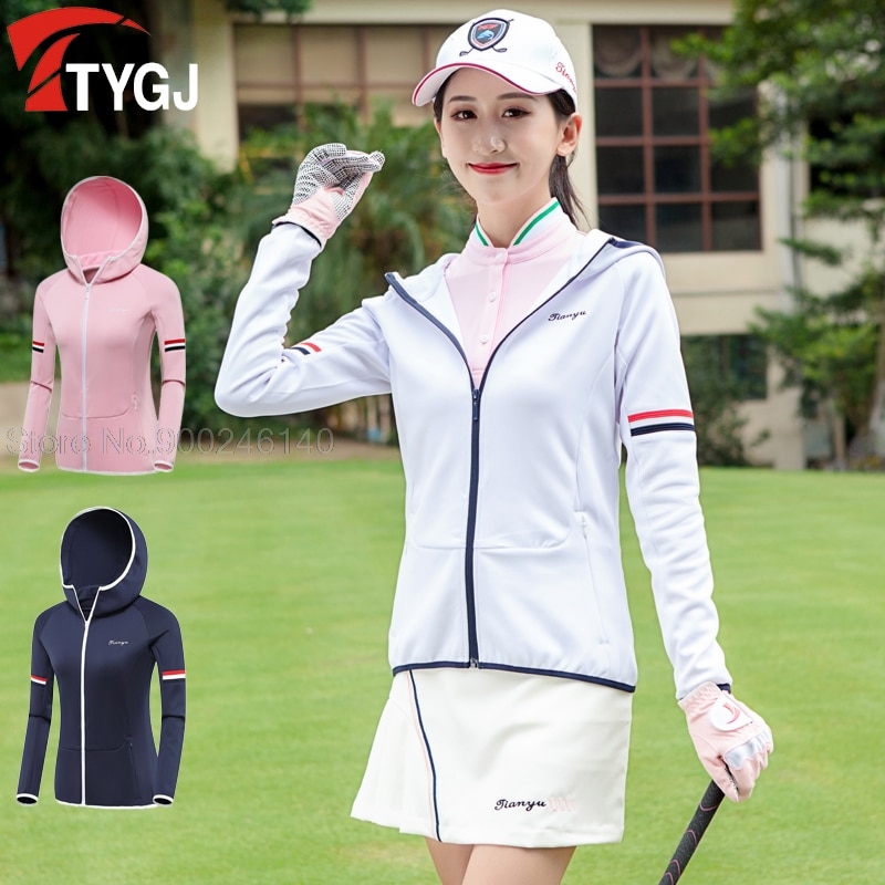 Golf Bekleidung Frauen Golf Windjacke Winter Herbst Mit Kapuze Golf Jacke Windprood Warme Strickjacke Sportbekleidung Voll Reißverschluss Mantel