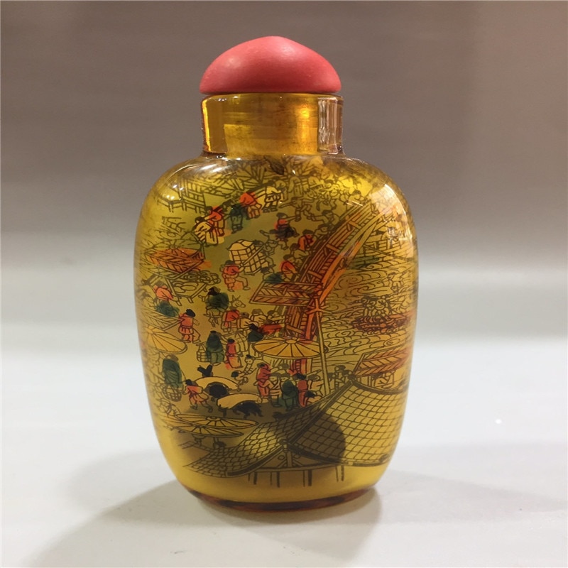 Chinees oud glas ingebouwd schilderij snuiffles karakters patroon