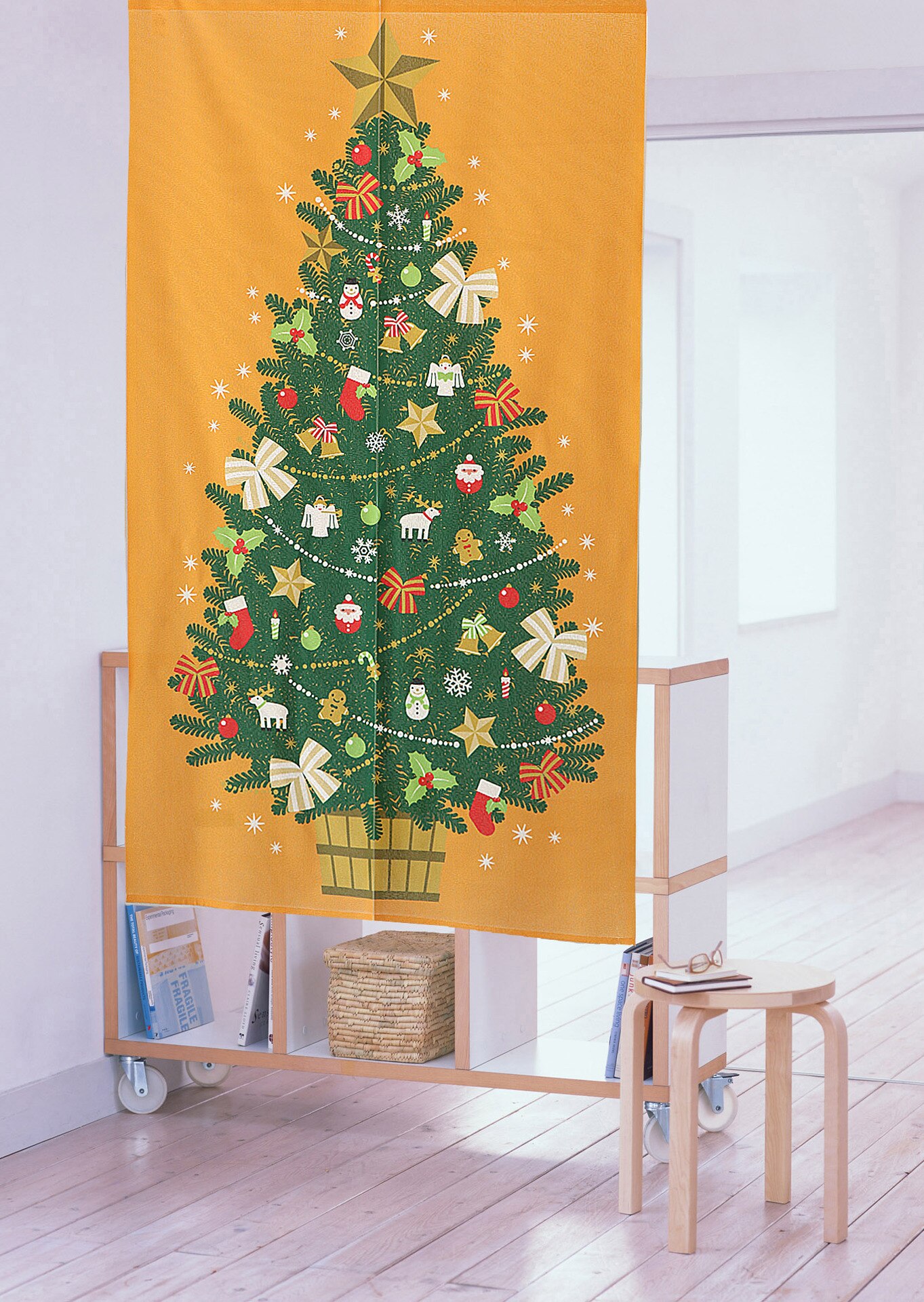 Jule dør gardin juletræ producenter direkte salg specielle trykte farve fasthed høj farve fe dy
