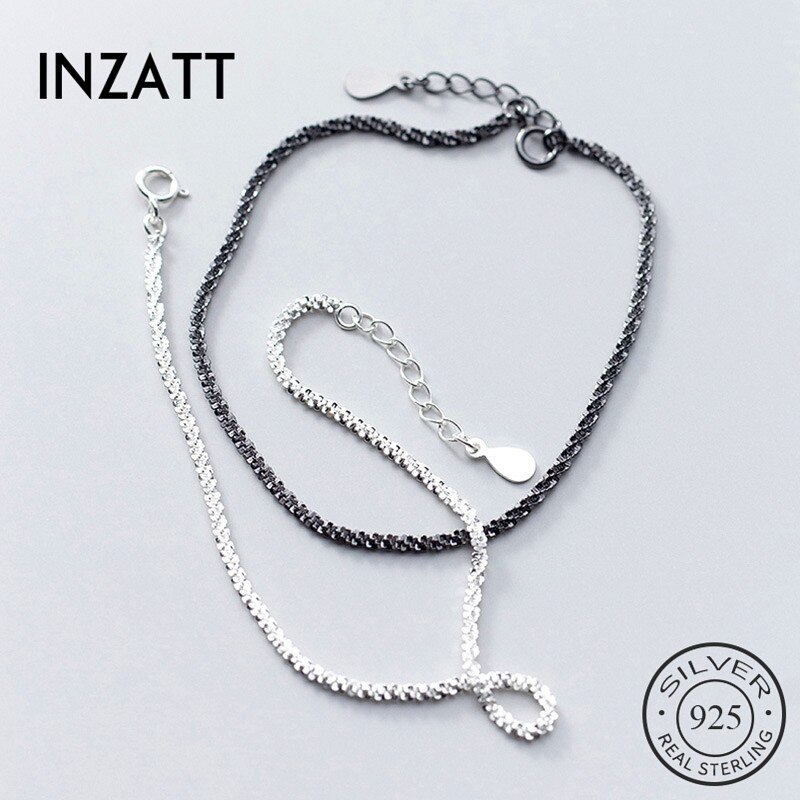 Inzat pulseira em prata esterlina 925 real, pulseira minimalista para mulheres, festa, boêmia, joias finas, acessórios para presente, hip-hop