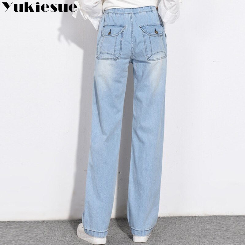 Jean denim imprimé Floral pour femme, pantalon ample, taille haute, jambes larges