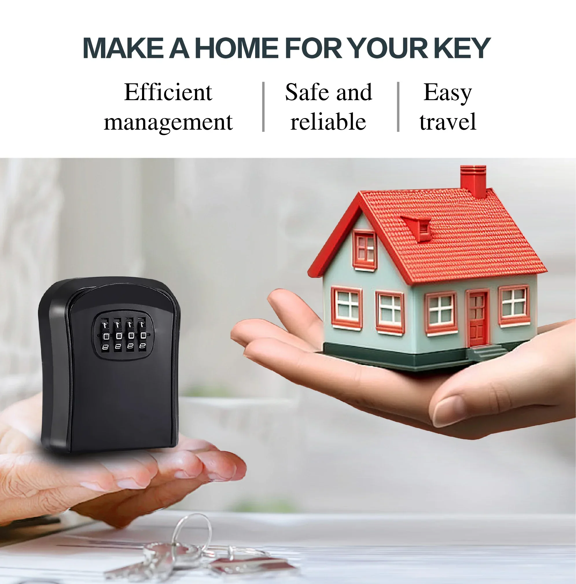 Wall Mounted Key Keeper Combination Lock Waterproof 4Digit Password 5-Key Storage Box Easy Installation for Home/Office Security