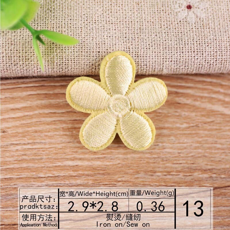 Parches bordados pequeños de flor de Sol para ropa, apliques de decoración de ropa para niños, insignia de rayas, agujero de tela, reparación DIY: 13Milk Yellow