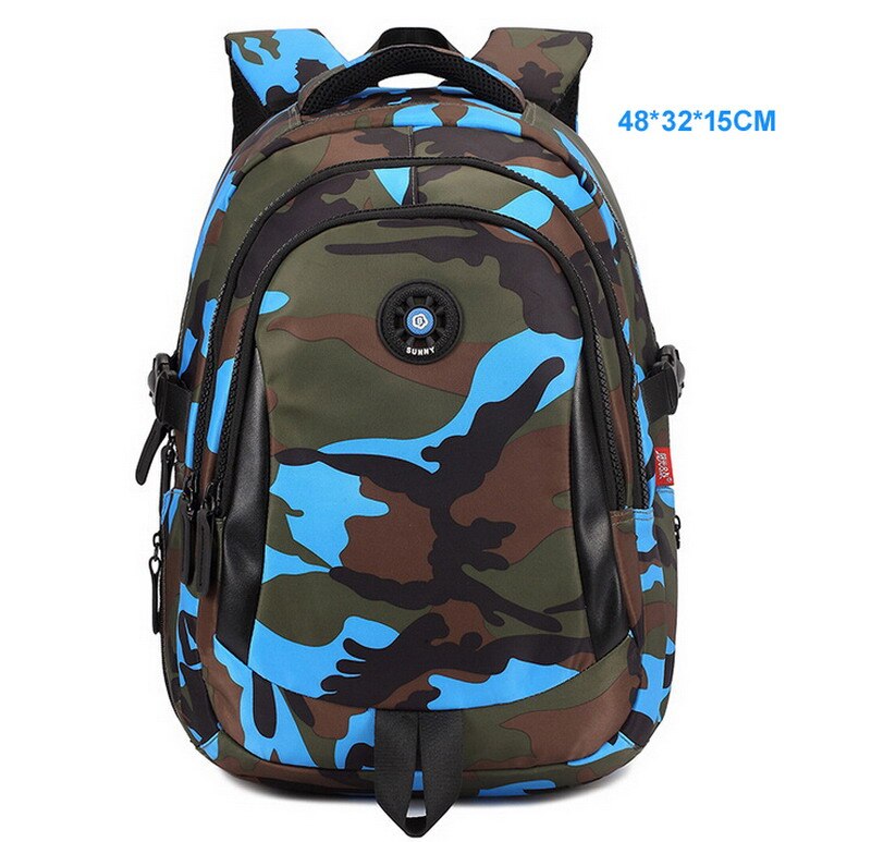 Top Brand Orthopedische Camouflage Kinderen Schooltassen Rugzak Mochila Voor Tieners Kids Jongens Meisjes Laptoptas Knapzak Satchel: Large Blue