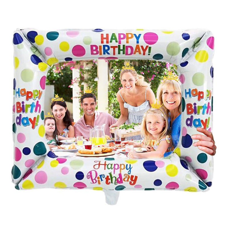 Happy Birthday Aluminum Foil Balloons Photo Booth Frame Photo Props Baby Shower Birthday Party Decorations Kid Adult Photobooth