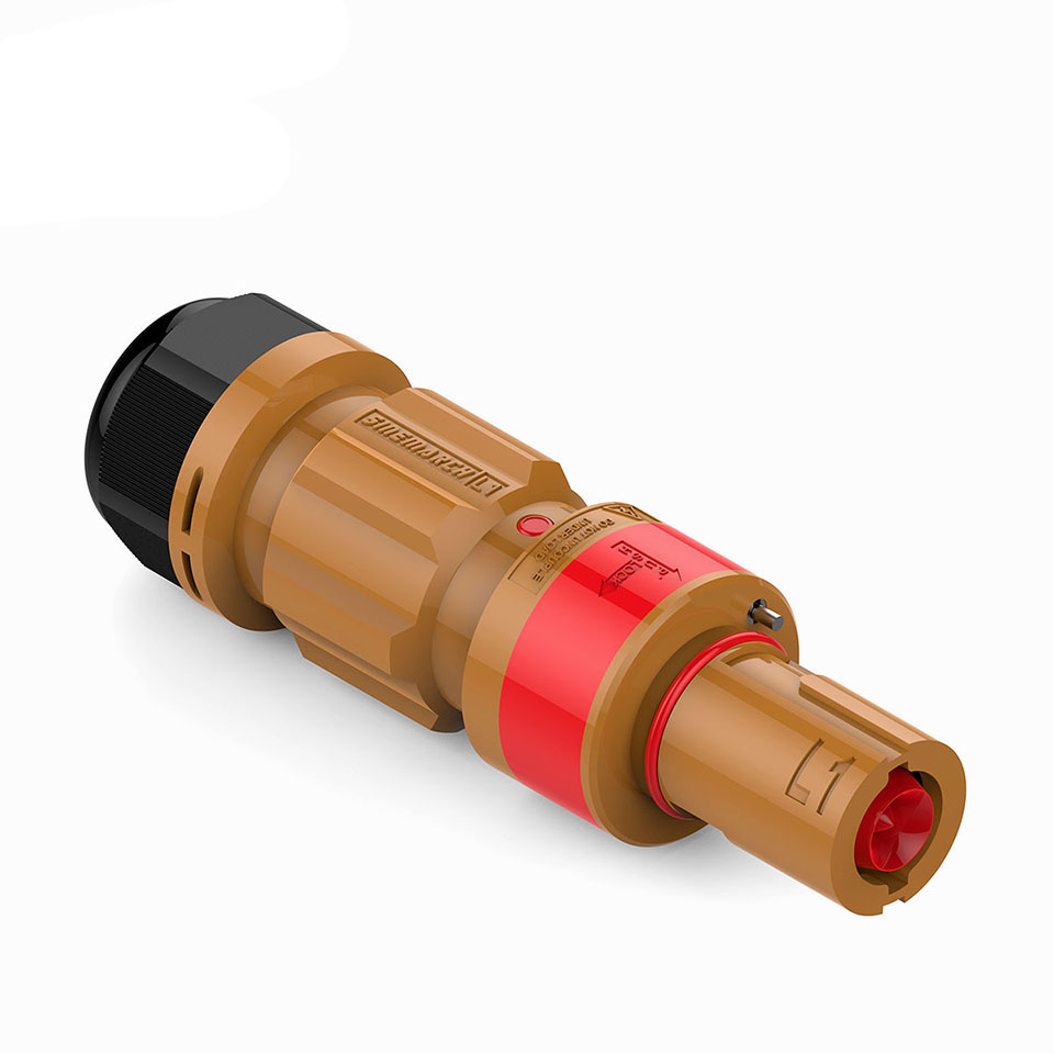 Powerart 400 -Ampere-inline-buchse, einpoliger netzstecker, kompatibel mit powerlock: Braun