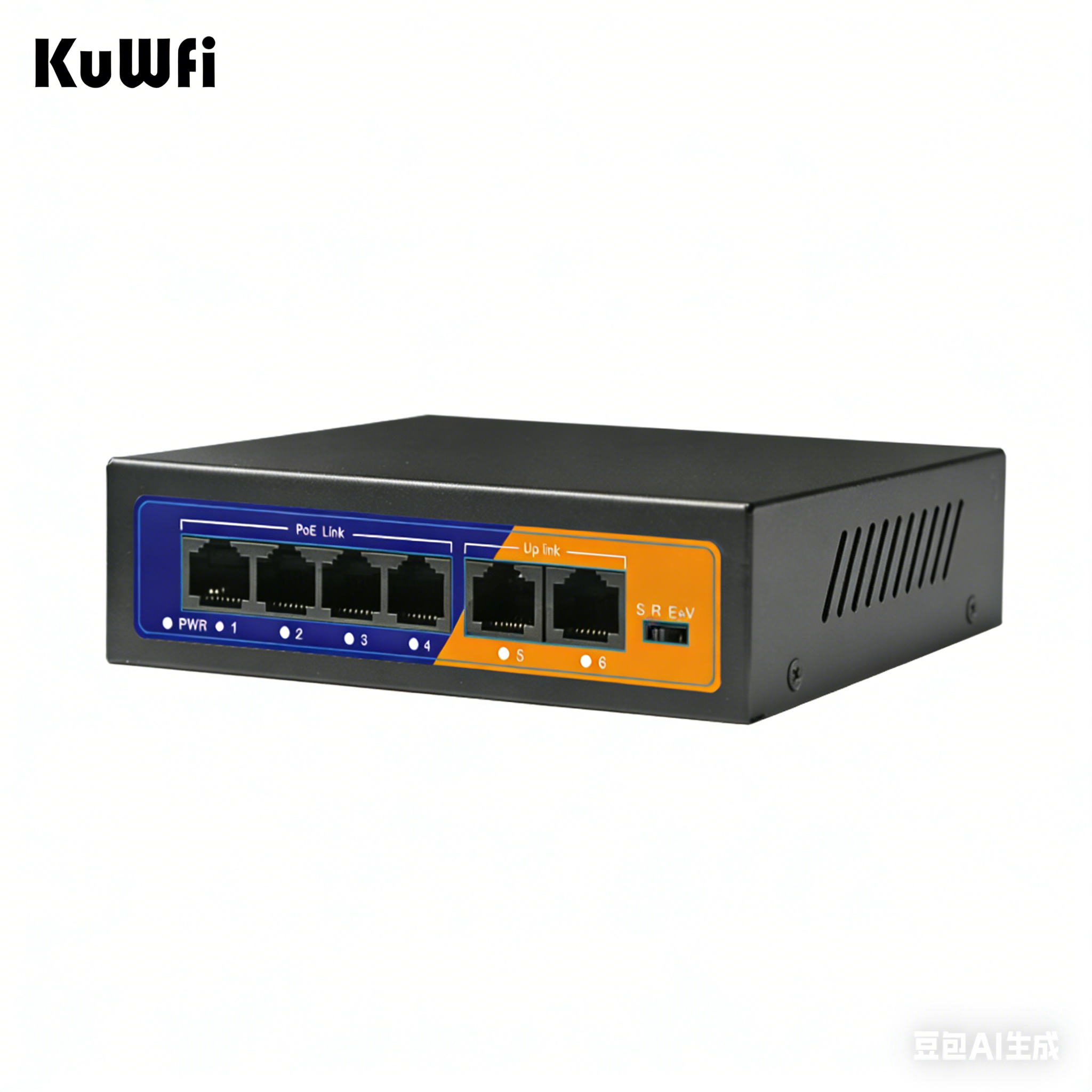Switch PoE 48V com WiFi | Ethernet Gigabit de 4 portas e hub sem fio para câmeras IP | Solução de rede CCTV Plug & Play