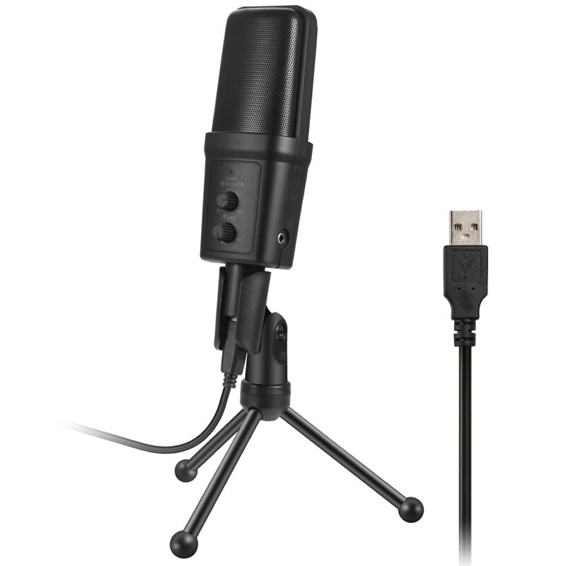 SF-970 Wired Microphone USB Condenser Sound Recording Mic with Stand for Chatting Singing Karaoke Laptop Skype: Default Title
