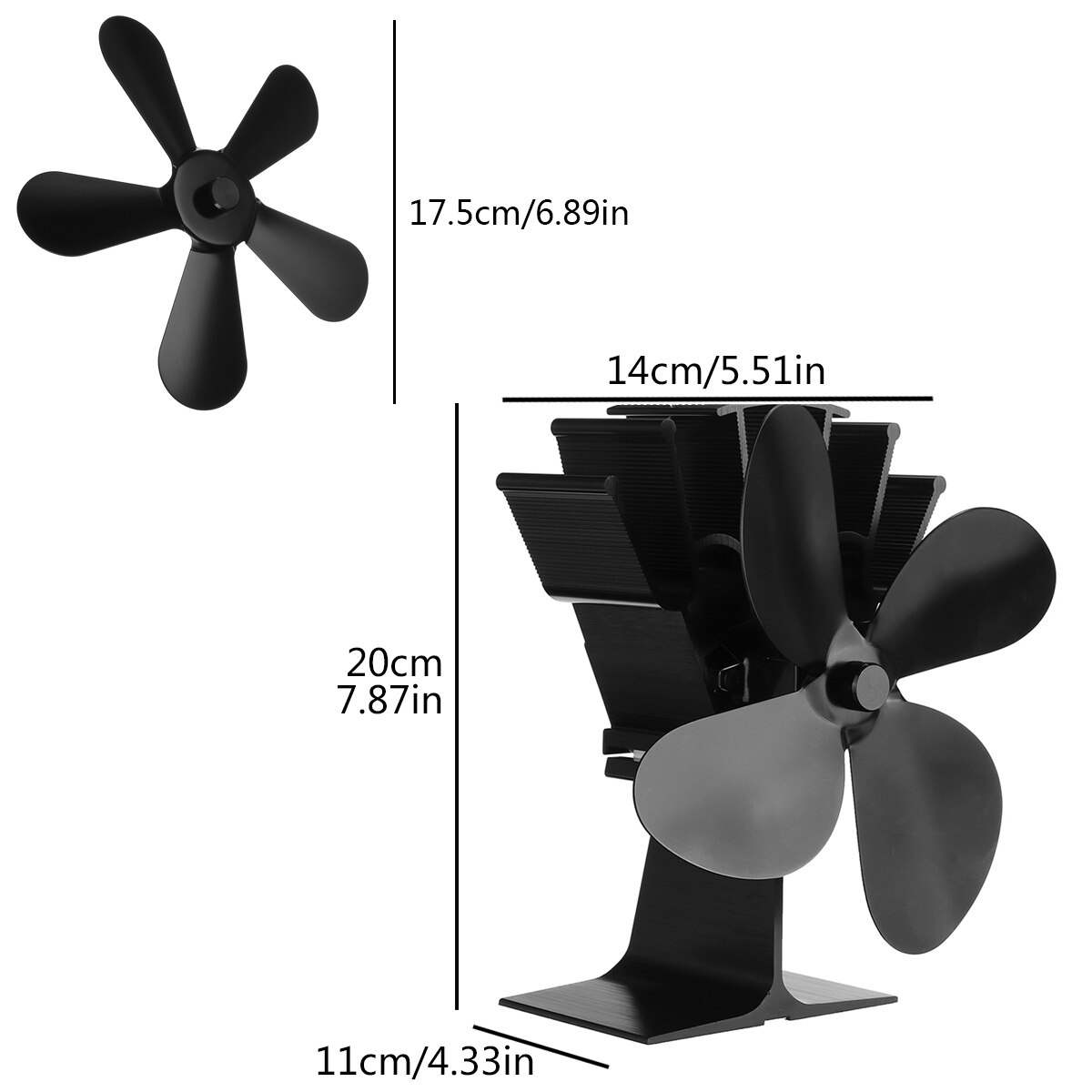 4 Blades Heat Powered Stove Fan Burner Eco Fan Quiet Home Fireplace Fan Efficient Heat Distribution Fireplace Accessories: Host and blade
