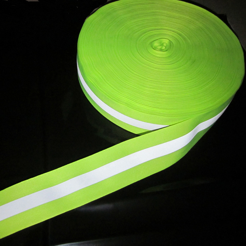 50Mm X 5M 2 &quot;X 16.4 &#39;Lime Green Reflecterende Stof Waarschuwing Tape Strip Rand Braid Trim singels Naaien Voor Kleding Broek Zak