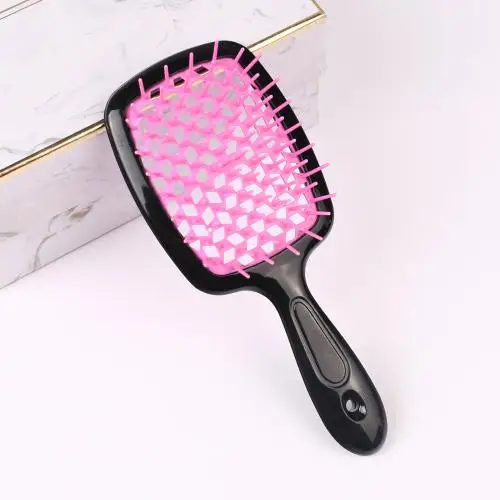 Detangling Brush Massage Combs Hollow Out Wet Curly Hair Brushes Tail Comb Set Edge Hair Brush Curly Hair Brush для волосся: ROSE RED
