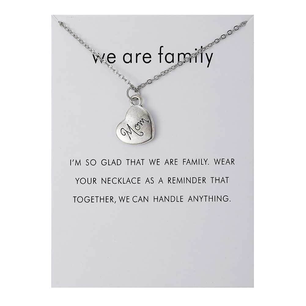 Heart Love We Are Family Tree Dad Mom Sister Members Alloy Pendant Necklace Jewelry: white card mom