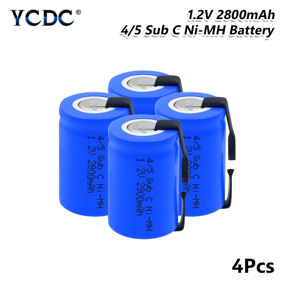 YCDC 4/5SC SC Sub C li-Po Lithium Batterij hoge ontlading 1.2V 2800mAh oplaadbare Ni-Mh Batterijen Met Lassen Tabs
