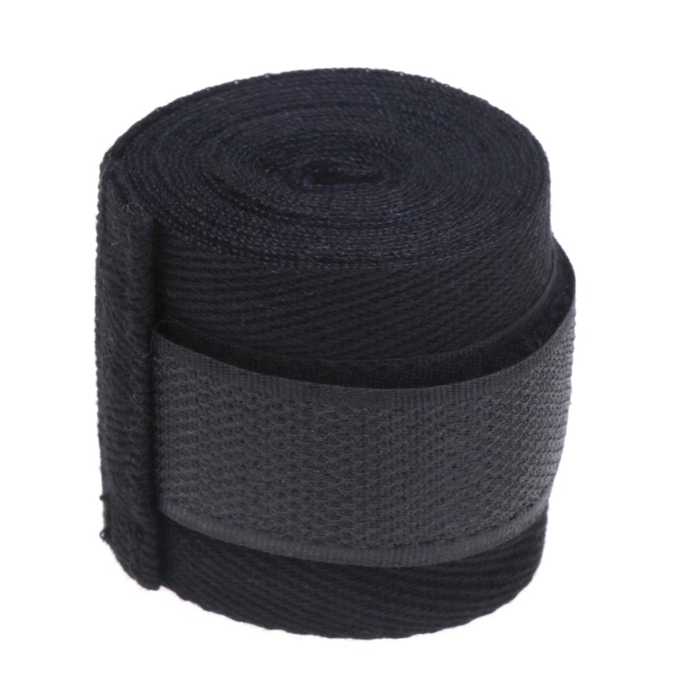 1pc 2.5m bomull kick boxning bandage handledsremmar sport rem boxning bandage muay mma taekwondo handhandskar omsluter handskydd: Svart