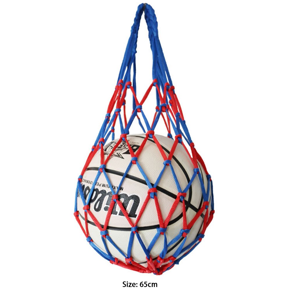 1 Pack Voetbal Netje Nylon Opbergtas Enkele Bal Carry Draagbare Apparatuur Outdoor Sport Voetbal Basketbal Volleybal Tas: red  blue