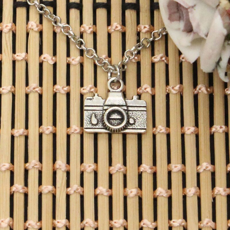 Collier caméra 15x14mm pour hommes et femmes, pendentifs de couleur argent, ras du cou court et Long, , nouvelle: round chain / 80cm
