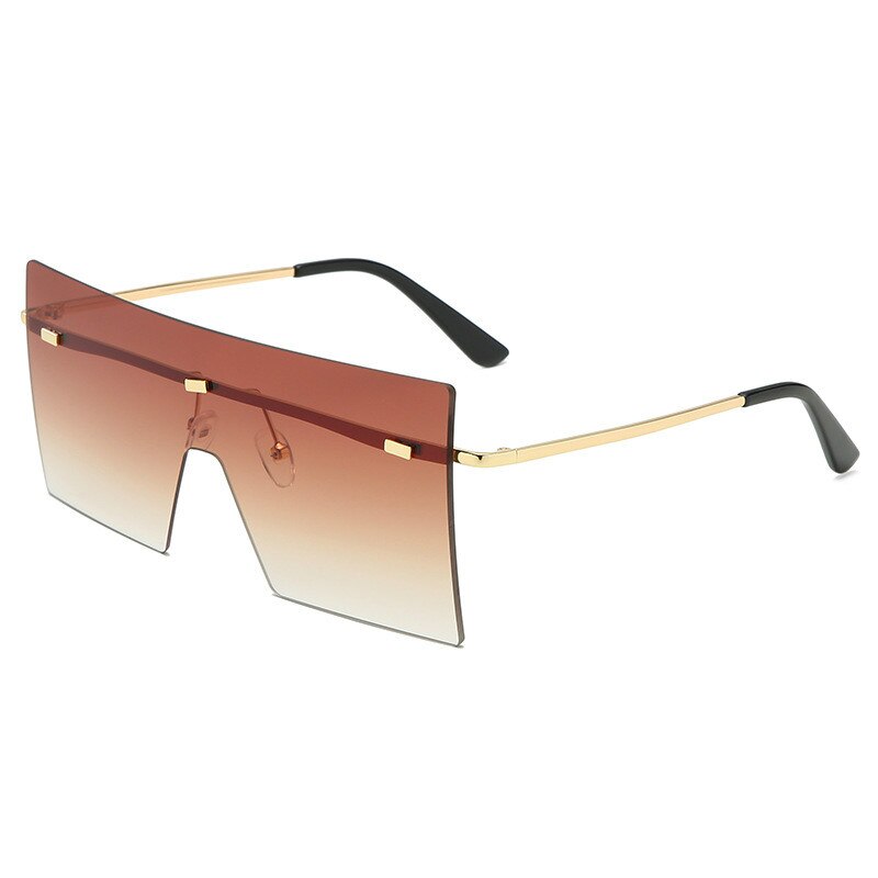 Gafas de sol planas para mujer, lentes de sol unisex con degradado cuadrado de gran tamaño, estilo Vintage Retro, Anti-UV: light brown