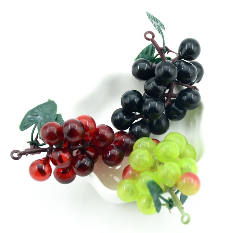 Billig 3 stk  / 7cm kunstig plast simulering frugt drue bryllup dekoration hjem køkken juleklip tilbehør
