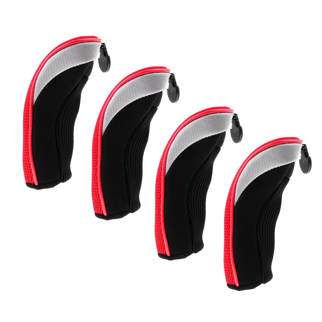 Pak Van 4 Universele Golf Hybrid Cover 3,4,5,7,X Driver Hybrid Fairway Headcovers Golf Club Putter Voor Golf Accessoires: Red