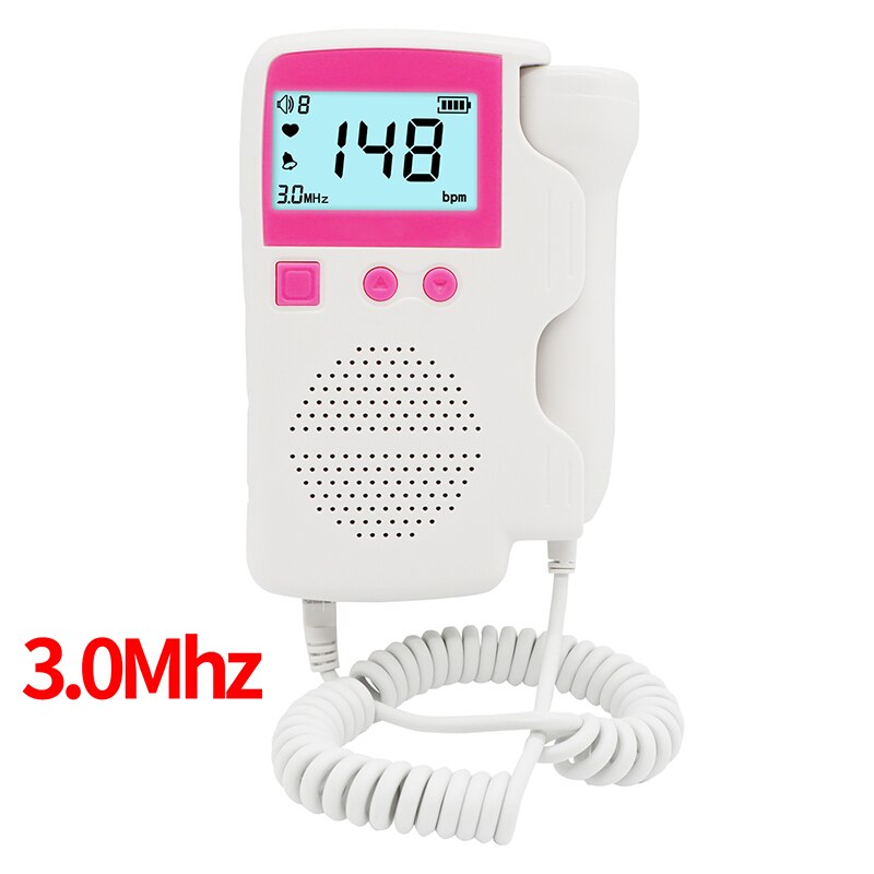 Doppler Fetal actualizado para bebés, Monitor LCD de 3,0 MHz para embarazadas, monitores fetales portátiles de ultrasonido bebé embarazada ultrasonido estetoscopio ecografo portatil sonar fetal escuchar latidos bebe: 2044-Pink