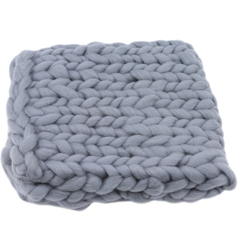 Cartoon Wool Crochet Baby Blanket Newborn Photography Props Chunky Knit Blanket Basket Filler 8 colors: Grey