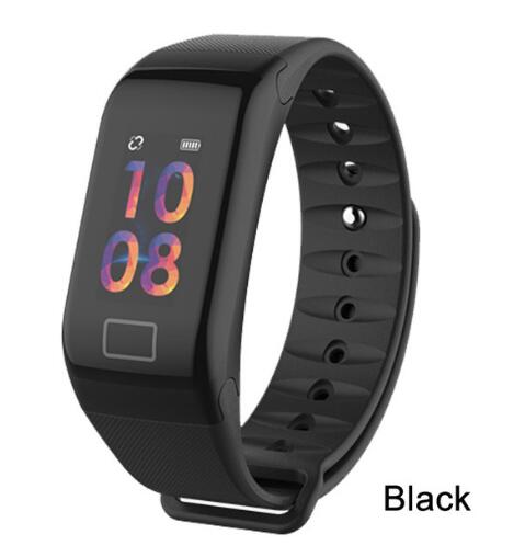 NAIKU écran couleur F1S Fitness Tracker tension artérielle Bracelet intelligent moniteur de sommeil rappel d'appel hommes montre pour iPhone 7 Huawei: F1S black