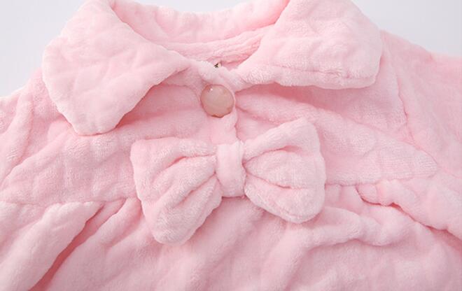 Meisjes Pyjama Jurk Herfst Winter Baby Meisjes Roze Blauw Flanel Boog Pyjama Jurken Meisje Thuis Nachtkleding Jurk Kinderen Kleding