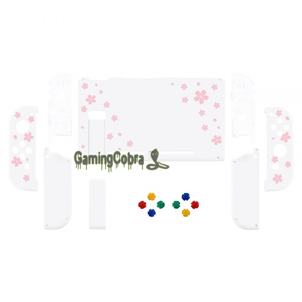 Roze Sakura Bloemblaadjes Soft Touch Grip Terug Plaat + Controller Shell W/Volledige Set Knoppen Voor Ns Schakelaar Handheld console & Joy-Con: Default Title