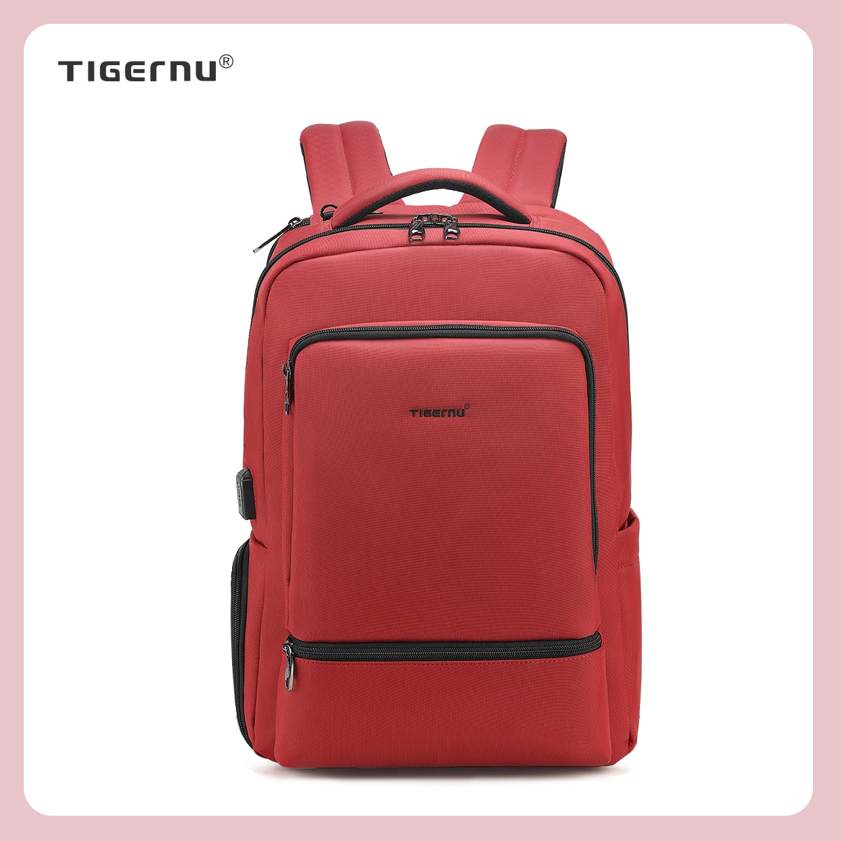 Tigernu Anti theft 15.6&quot;Laptop USB Charging Women Backpack Waterproof Travel Solid Mochila Women Large Capacity Schoolbag Female