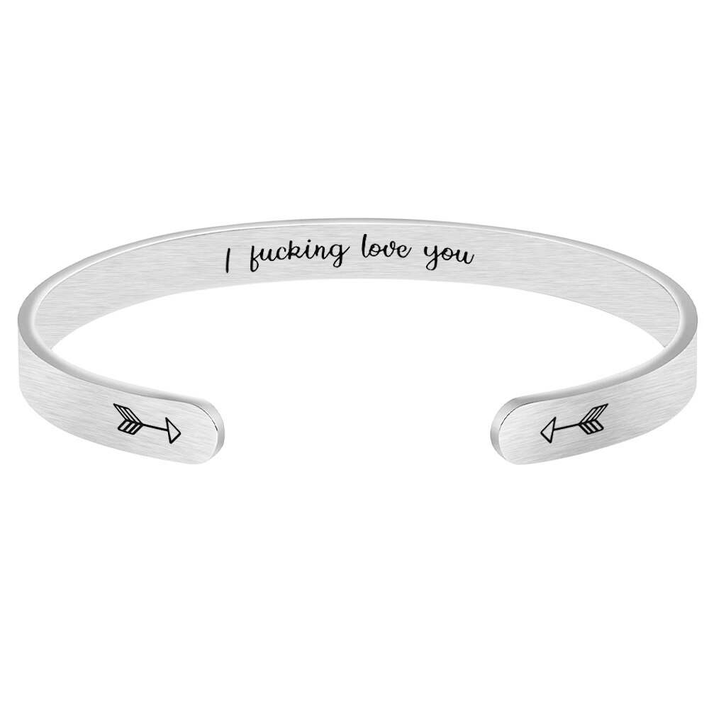 Brazalete de acero inoxidable para mujer, pulsera inspiradora, joyería