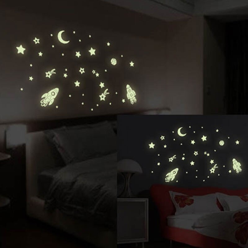 1PC Luminous Aufkleber Stern Fluoreszierende Aufkleber Schlafsaal DIY Kinderzimmer Wand Aufkleber Leucht Rund Glow Poster