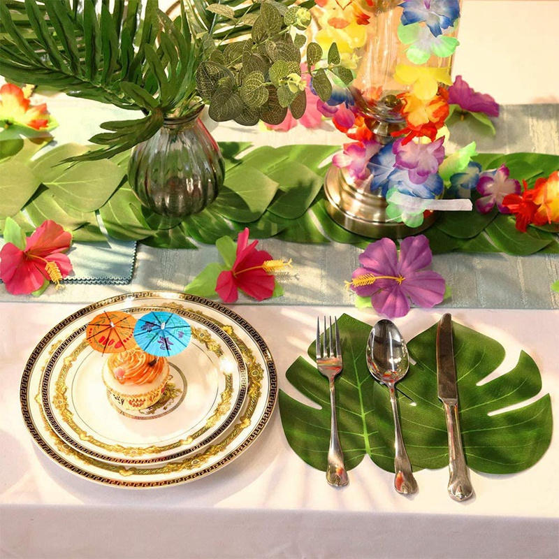 Hawaii Tropical Party Decoratie Set Stro Tafel Rok, Hibiscus Bloem, Palm Blad, Papier Ananas Decoratie