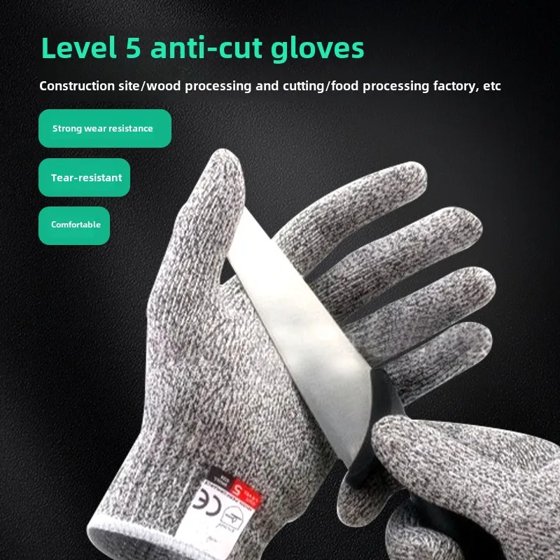 Guantes resistentes a cortes de grado 5, protección de seguridad para corte de vidrio HPPE resistente a los arañazos para cocina, trabajo de protección para jardineros