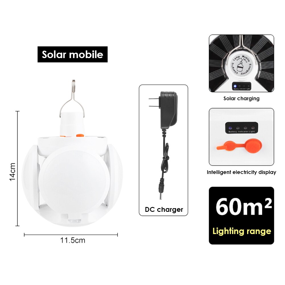 Ip65 waterdichte opvouwbare buitentent hanglampen 45 led solar bollamp buiten tuin camping hangende ledlamp