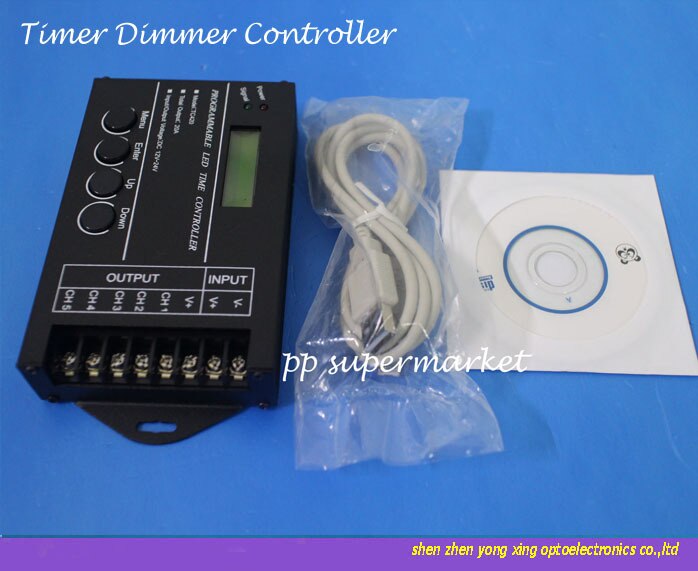 TC420 Tijd programmeerbare RGB LED Controller DC12V-24V 5 Kanaals LED Timing dimmer Totale Output 20A Gemeenschappelijke Anode met USB Draad