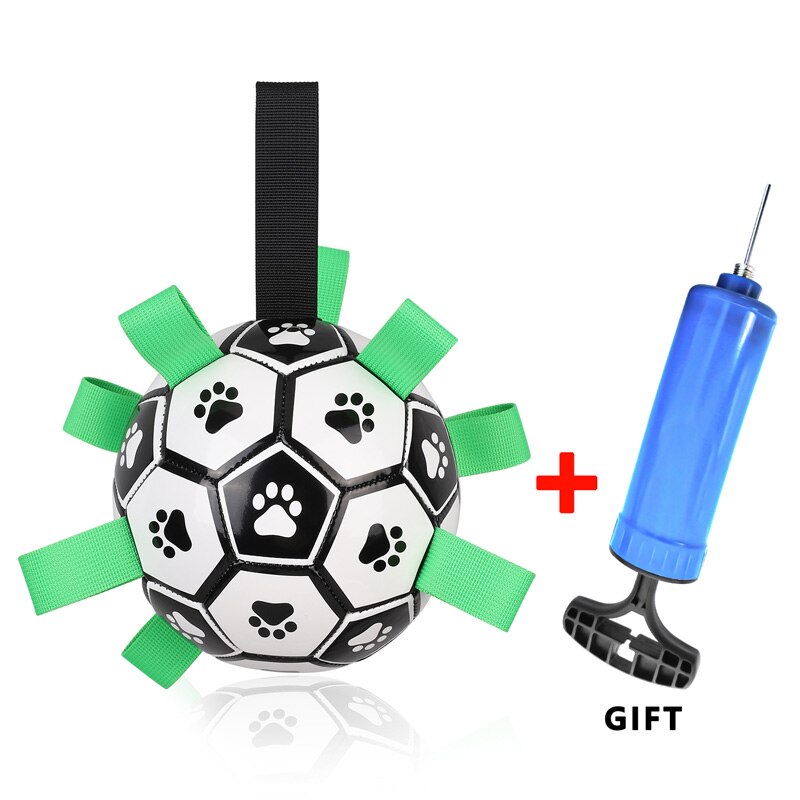 Dog Soccer Ball Indoor-Outdoor Interactive Dog Toy With Easy Grab Tabs Unique Fun Dog Tug Toy Dog Water Toy: A