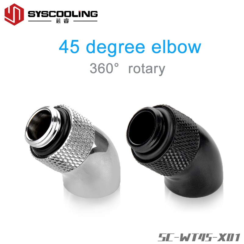 Syscooling brass rotary elbow copper fitting 45 degree adapter with G1/4 thread for PC water cooling system