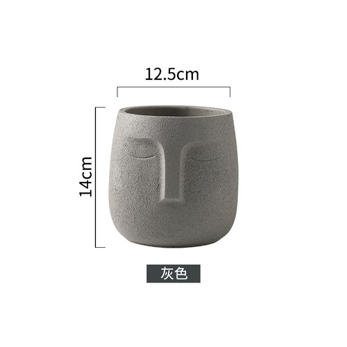 Portrait spartiate fleur vase avec trou table fleur vase terrazzo pot support moderne décor homme tête fleur pot: grey 14cm