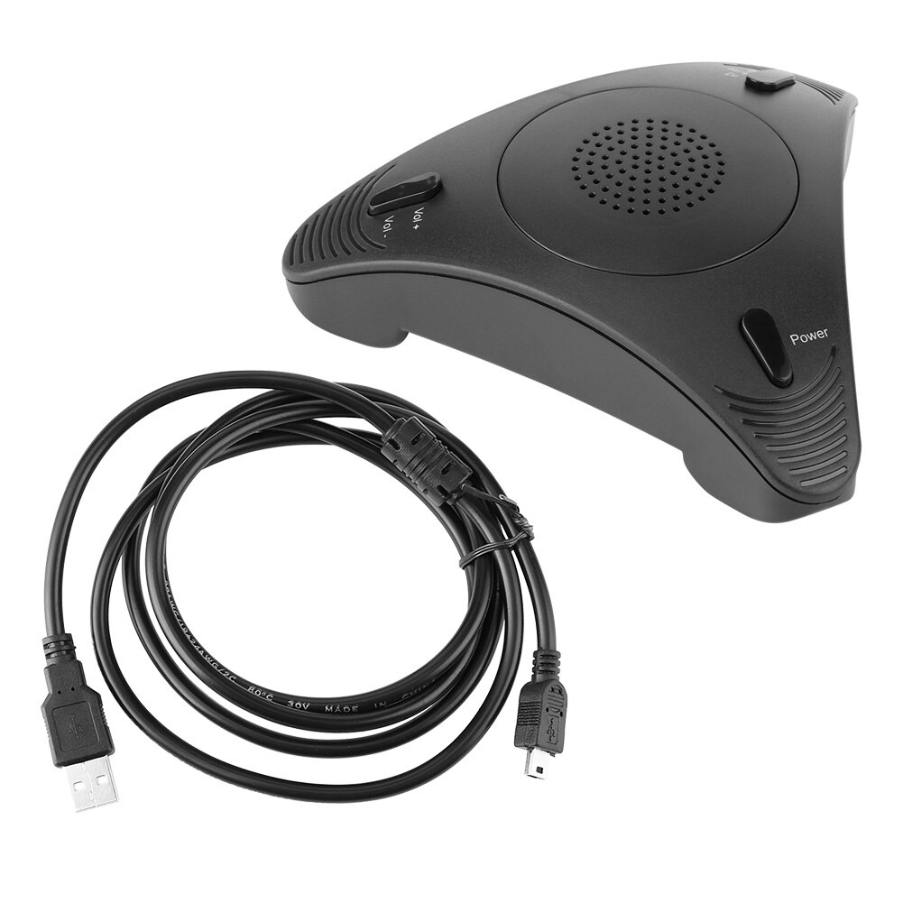 Usb 2.0 desktop computer conferentie omnidirectionele condensatormicrofoon microfoon luidspreker speakerphone voor zakelijke videovergaderingen: Zwart