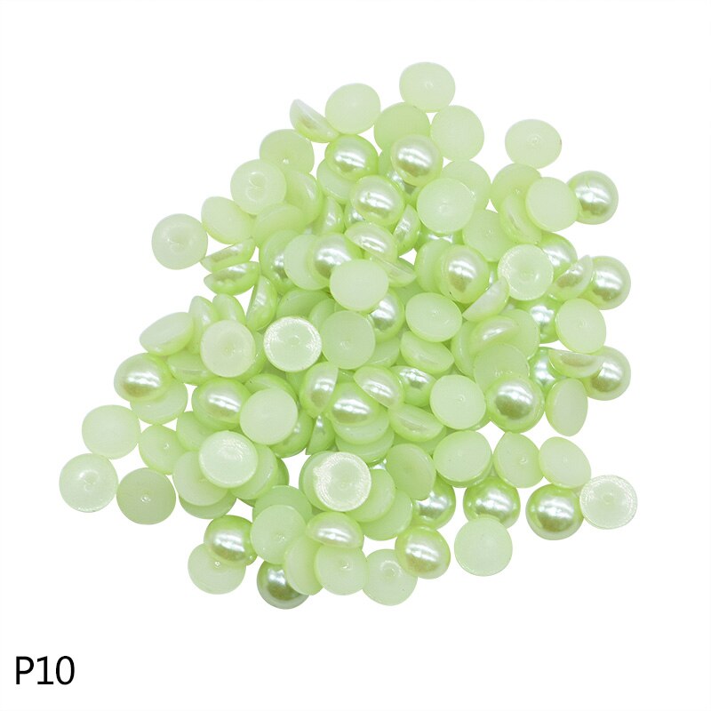 500 pièces 6mm multicolore résine plastique demi ronde perle artisanat Imitation perle perles pour vêtement accessoires filles chapeaux décor: P10 