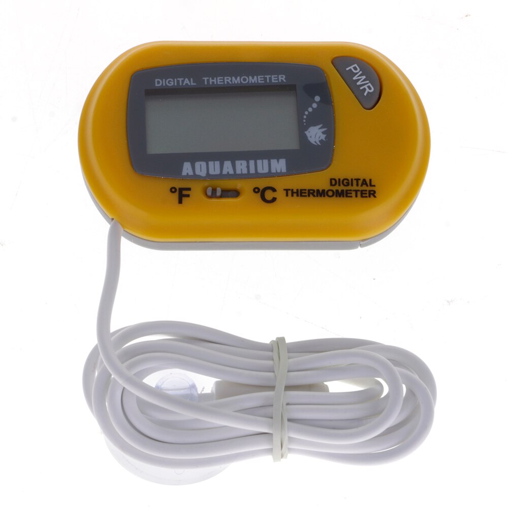 Thermometer Digital Temperature Meter LCD Reptile Aquarium Suckers Waterproof: Yellow