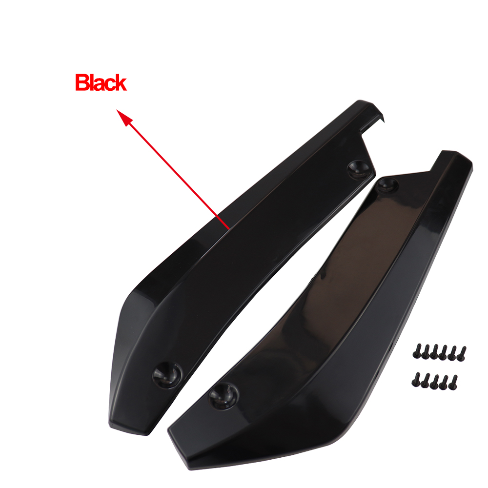 Lame de pare-choc arrière universelle pour voiture, diffuseur de pare-chocs arrière, protection contre les rayures, aileron latéral, enveloppe de lèvre arrière noire, séparateurs d'angle, modifiti: Black