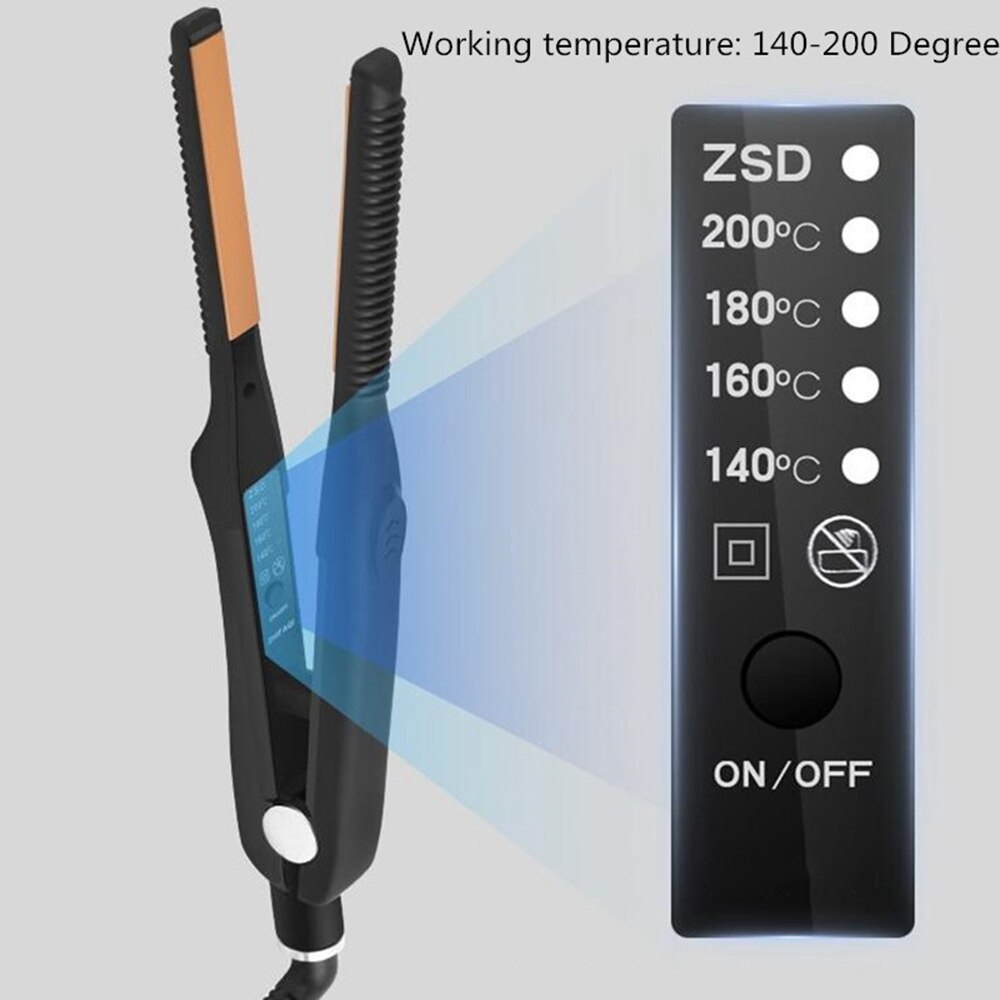 Small Flat Iron for Short Hair Men Beard Straightening 2 In 1 Straightener Fast Heat Up Curler with Tourmaline Ceramic Plates