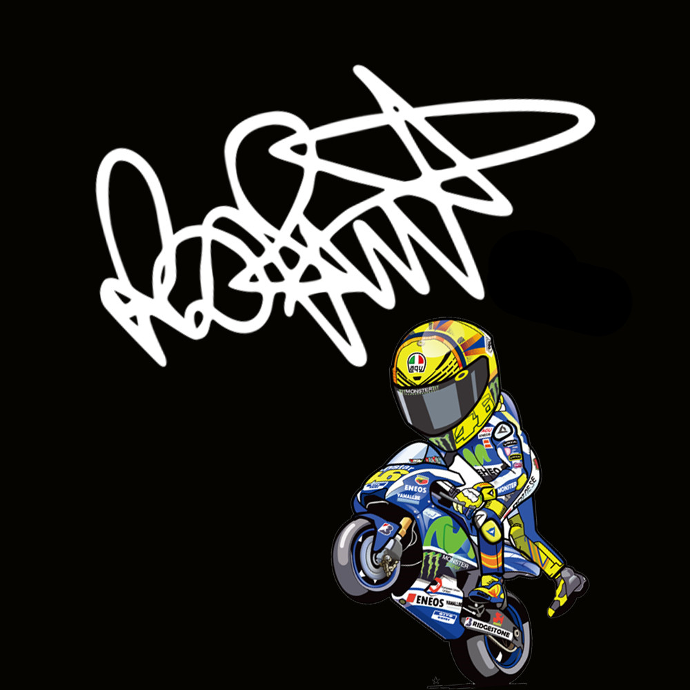 JDM 46 Rossi Signature Adesivo per moto Adesivo riflettente impermeabile Decorazione per finestra paraurti: green