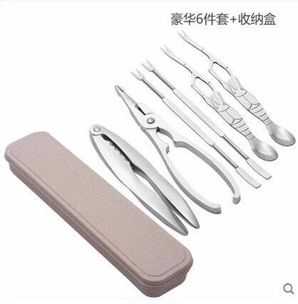 Seafood crab tool stainless steel rat crabs portable claw clamp crab needle stripping six pieces set kitchen tools: 3