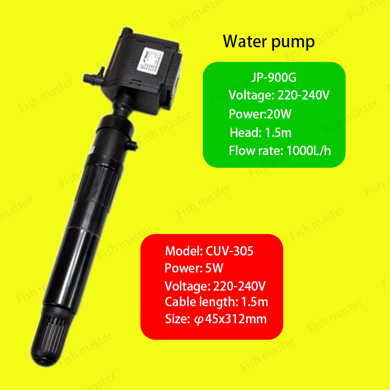 SUNSUN-Lámpara germicida UV para acuario, dispositivo externo para eliminar alage, CUV303, 305, 505, 510: 305 and pump