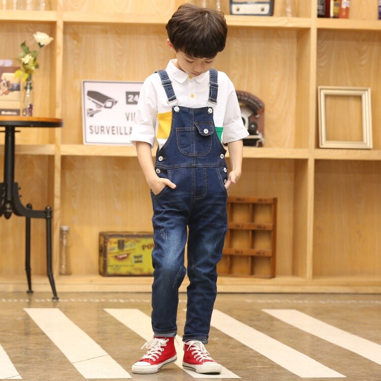 Boy Overall Kids Denim Jumpsuit Children Overalls Jeans Spring Girls Autumn Boys Jeans Pants Cowboy Pockets Outwears 2-15T