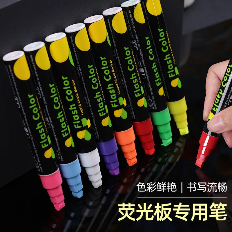 7/9 Stuks Vloeibaar Krijt Uitwisbare Markeerstift Whiteboard Graffiti Led Advertentie Krijtbord Fluorescerende Marker Pen Art Supplies